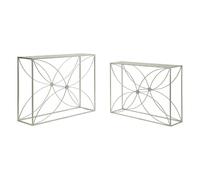 Ensemble de deux consoles en métal argenté 100x30x78 cm - 90x25x72 cm