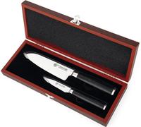 Ensemble de deux couteaux Carl Schmidt Sohn-Konstanz, acier damassé VG10, 9/18 cm, argent/noir