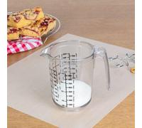 Ensemble de deux go beakers Benzoa® : 1 litre et 0,5 litre, en plastique sans BPA, graduations multilingues (allemand, anglais, français, italien, espagnol, néerlandais), poignée antidérapante, bec ve