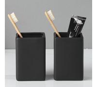 Ensemble de deux gobelets à brosses à dents en céramique, carrés, de couleur noire