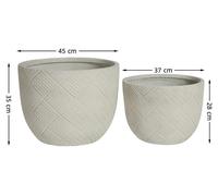 Ensemble de deux jardinières en béton rondes - Pots de fleurs, idéal pour l'intérieur et l'extérieur - Fabrication artisanale, style rustique - Avec trous de drainage - En ciment