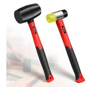 Ensemble de deux marteaux en caoutchouc, dont un marteau de 16 oz et un marteau double face de 40 mm, avec manche anti-vibration