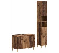 Ensemble de deux meubles de salle de bain ARNHEM, en bois vieilli et en panneaux de particules
