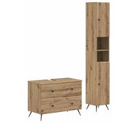 Ensemble de deux meubles de salle de bain BREDA, finition chêne artisanal