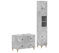 Ensemble de deux meubles de salle de bain, couleur gris béton, modèle ALKMAAR