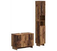 Ensemble de deux meubles de salle de bain, en bois de récupération et en panneaux de particules, de la marque EDE