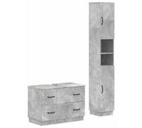 Ensemble de deux meubles de salle de bain HOORN, couleur gris béton, en matériau composite bois