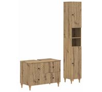 Ensemble de deux meubles de salle de bain, modèle ALKMAAR, en bois imitation chêne artisanal