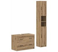Ensemble de deux meubles de salle de bain, modèle UTRECHT, en bois imitation chêne artisanal