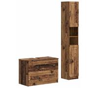 Ensemble de deux meubles de salle de bain UTRECHT, en bois vieilli et en panneaux de particules