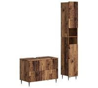 Ensemble de deux meubles de salle de bain ZWOLLE, en bois vieilli et en panneaux de particules