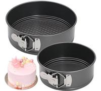 Ensemble de deux moules à gâteau ronds Ibzoa®, diamètre 16/20 cm, en acier au carbone avec revêtement antiadhésif, fond amovible, adaptés au four jusqu'à 230 °C – pour gâteaux et desserts