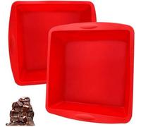 Ensemble de deux moules en silicone pour gâteaux – 19,5 x 18 x 5,5 cm, adaptés au contact alimentaire et sans BPA, antiadhésifs, réutilisables, résistants de -40 à 230°C, pour gâteaux et brownies