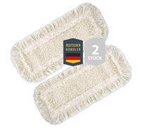 Ensemble de deux pièces de housse de rechange pour vadrouille en coton pour support pliant de vadrouille de 40 cm MADE IN GERMANY, balai essuie-glace pour revêtements de sol tels que parquet stratifié