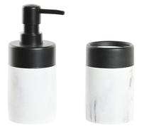 Ensemble de deux pièces, résine/métal, 7,2 x 7,2 x 16,4 cm, blanc marbre