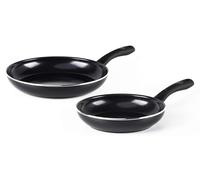Ensemble de deux poêles en céramique antiadhésive GreenChef Diamond, saines et sans , de 20 cm et 28 cm. Adaptées aux plaques à induction et résistantes à la chaleur du four jusqu'à 160°C. Lavables au