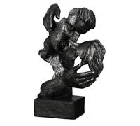 Ensemble de deux sculptures, modèle Poly, couleurs noir/anthracite/argent, hauteur : 28 cm