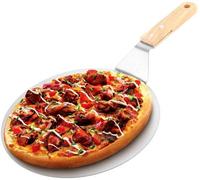 Ensemble de deux spatules à pizza Benzoa® – Acier inoxydable, diamètre 25,4 cm, manche en bois de chêne de 14 cm, résistant à la chaleur de -250 à 250 °C, idéal pour les pizzas, le pain et les pâtisse
