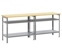 Ensemble de deux tables de travail – Table de travail – 200 x 55 x 85 cm – Ensemble de 2 tables – Matériau : tissu – Couleur : beige