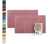 Ensemble de deux tapis de bain en coton – doux, très absorbants et lavables jusqu'à 95 °C – couleur rose pâle – 50 x 70 cm