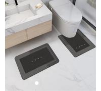 Ensemble de deux tapis de bain, forme demi-cercle, couleur noire, dimensions 50x60 cm et 50x80 cm, en microfibre, super absorbants et antidérapants
