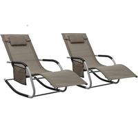 Ensemble de deux transats de jardin avec coussins et poche latérale, transat de relaxation, chaise longue en textilène et en acier, idéal pour le jardin, le balcon ou la terrasse, dimensions : 149 x 6