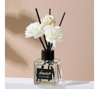 Ensemble de diffuseur de roseau parfumé de 1,69 oz - bouteille en verre rectangulaire avec bâtonnets en rotin et fleurs de sola pour la maison, l'intérieur et la salle de bain - rafraîchisseur d'air l
