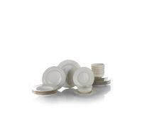 Ensemble de dîner élégant de 24 pièces, 100% porcelaine. Comprend 6 assiettes de service (27 cm), assiettes creuses (21 cm), assiettes à dessert (21 cm) et bols (15 cm). Parfait pour les dîners