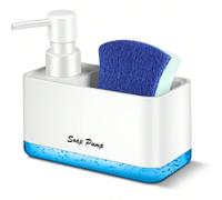 Ensemble de distributeur de savon 2-en-1 avec support d'éponge et support de brosse, distributeur de savon de cuisine créatif, pompe à savon de plan de travail, distributeur de savon à vaisselle, dist