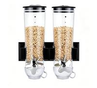 Ensemble de distributeurs de céréales muraux, 3 paquets 1.8L conteneurs de grains hermés avec tasse de mesure, stockage de nourriture sèche transparent pour l'organisation de garde-manger de cuisine,