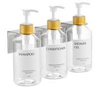 Ensemble de distributeurs de savon, fixation murale, 3 pièces, 500 ml, rechargeables, sans perçage, transparent et blanc