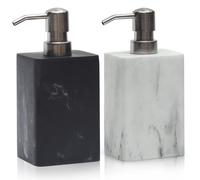 Ensemble de distributeurs de savon pour la salle de bains, blanc et noir, aspect marbre, avec pompe en acier inoxydable argenté, pompe décorative en résine synthétique pour savon liquide et lotion, re