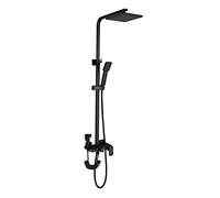 Ensemble de Douche 4 Fonctions Noir avec douchette à Main, Ensemble de Fixation de Robinet de Douche à Pluie en Acier Inoxydable exposé utilisé pour la rénovation de Salle de Bain