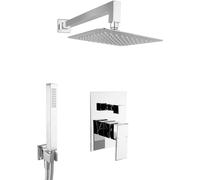 Ensemble de douche à effet pluie PaulGurkes avec robinetterie encastrée en laiton de 20 cm