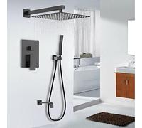 Ensemble de douche à effet pluie - Robinet mitigeur et robinet de baignoire avec valve - Pomme de douche cascade de luxe pour une expérience moderne de salle de bain et spa