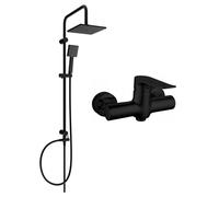 Ensemble de douche à montage mural Mexen Tord avec douche de tête et robinet de douche Pecos, noir - 72740200-70