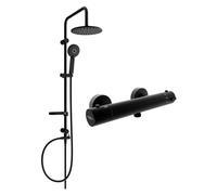 Ensemble de douche apparent Mexen Carl avec pomme de douche et mitigeur thermostatique Kai, noir - 77100240-70