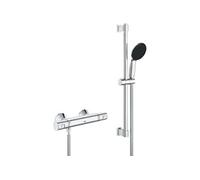 Ensemble de douche avec mitigeur thermostatique pommeau 1 jet barre 60cm et fle ible GR