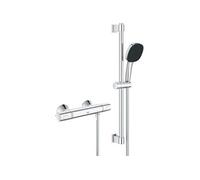 Ensemble de douche avec mitigeur thermostatique pommeau 3 jets barre 60cm et fle ible G