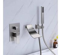 Ensemble de douche cascade à poignée unique avec flexible en PVC, or brossé(Brushed Nickel)