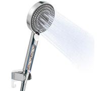 Ensemble de douche complet avec support mural, filtre anti-calcaire, 6 modes de jet et un tuyau flexible de 1,6 mètre