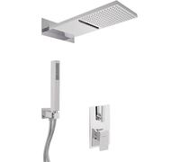 Ensemble de douche de luxe mitigeur encastré douche encastrée pomme de douche avec jet cascade / pluie argent - ensemble de douche de luxe salle de bains