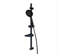 Ensemble de douche Duschmeister Slim Neo 5 Noir Mat avec barre de douche et douchette 11 cm Tuyau de douche, pomme de douche, douchette avec tuyau et support Colonne de douche, panneau de douche