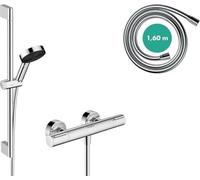 Ensemble de douche économe en eau avec mitigeur, robinet de douche 8,2 l/min, flexible de douche de 160 cm et support - Chrome