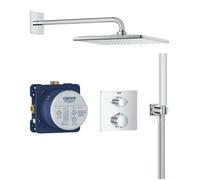 GROHE Precision Thermostatique, Ensemble de Douche Encastré 2 sorties, Douche de Tête Vitalio Rain Mono Cube 310, Douchette Vitalio Joy Cube Stick 1 jet, Flexible 1,5 m, Chromé, 34881000