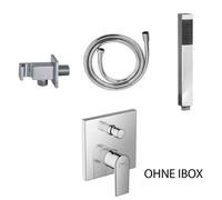 Ensemble de douche encastré Belvit chromé avec douchette anti-calcaire, coude de raccordement mural et mitigeur de baignoire – Système complet pour votre salle de bains moderne