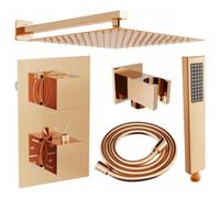 Ensemble de douche encastré Mexen Cube DR02, or rose, douchette de tête de 25 cm