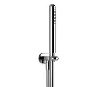 Ensemble de douche Gessi Goccia, avec raccord mural coudé 1/2 et support, flexible de 1,50 m et douchette à main métallique anticalcaire, 33773147, Couleur: Chrome brossé