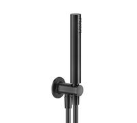 Ensemble de douche Gessi Inciso, avec raccord mural coudé 1/2 et support, flexible 1,50 m et pomme de douche anticalcaire, 58123299, Couleur: Noir XL