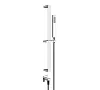 Ensemble de douche Gessi Rettangolo avec pomme de douche anticalcaire, avec coude de raccordement mural, 20142707, Couleur: Métal noir brossé PVD